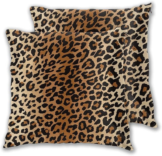 BETGINY Leopard Throw Pillow Cover 18X18 Inch Pack of 2,Cheetah Print Pillow Covers Square Cushion Faux Animal Skin Pillowscase for Bedroom Home Sofa Decoration