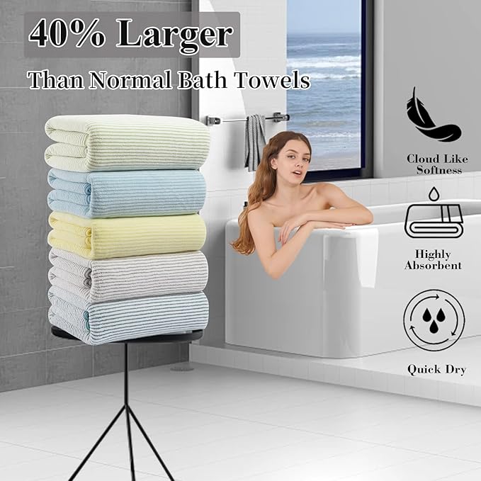 4 Piece Bath Towel Set 35"x70"Oversized Bath Towel for Bathroom Ultra Soft Fluffy Extra Large Bath Sheet Luxury Premium Bathroom Towel Highly Absorbent Quick Dry Shower Towel for Hotel Spa,Yellow