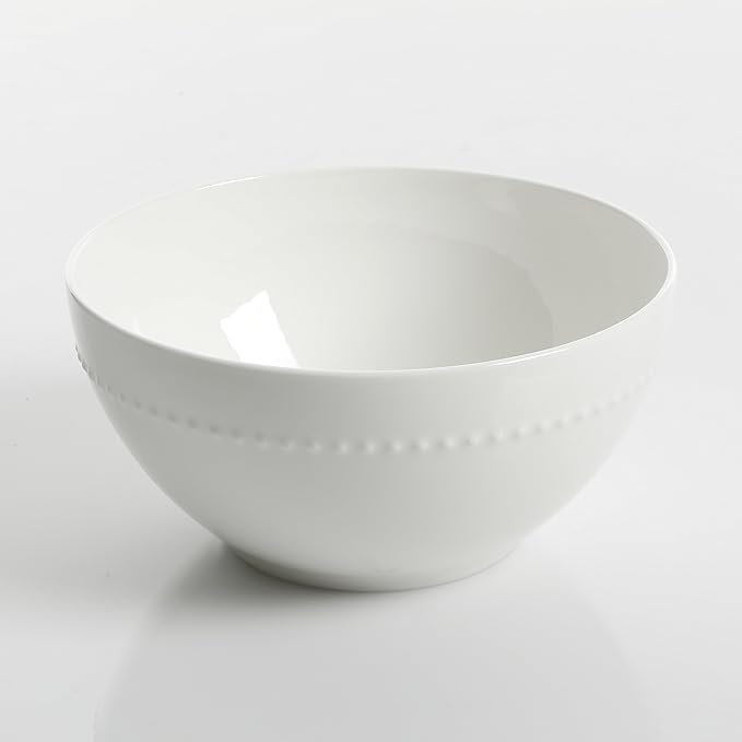 Gibson Elite Embossed Bone China Double Bowl Dinnerware Set, Service for 4 (16pcs), White