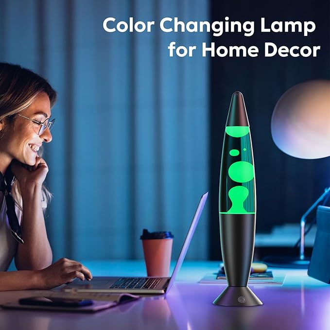 Black Liquid Motion Lamp 17 Colors Changing Lamp LED Night Light for Adults & Kids 13.5 Inch Pink Blue Red Green Purple Small Relax Mood Nightlight Table Lamp for Kids Room,Bedroom,Office Home Decor