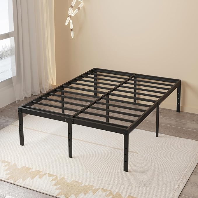 20 Inch King Bed Frame No Box Spring Needed, Heavy Duty King Platform Bed Frame Support Up to 3000 lbs, Easy Assembly, Noise Free, Black