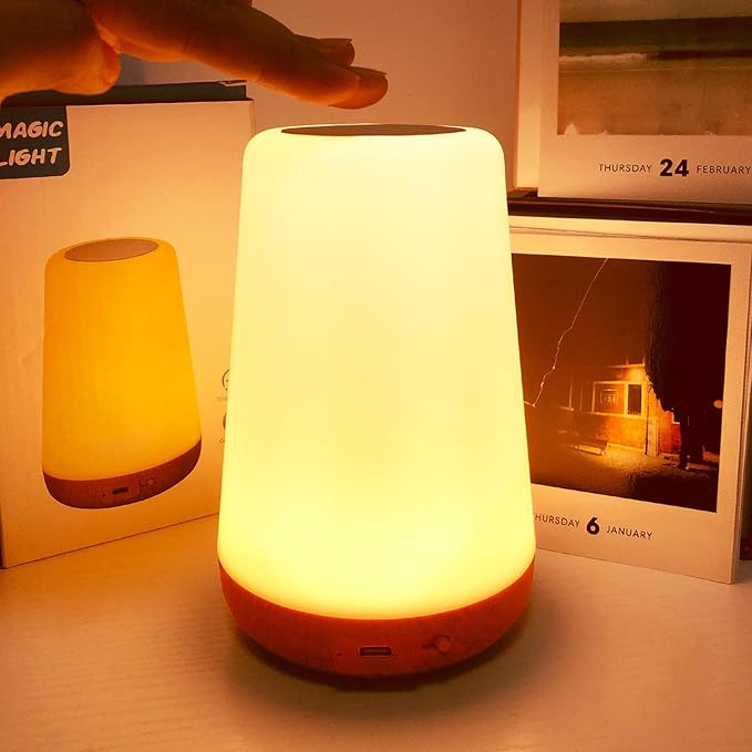 TLAOTNIY Baby Night Light, Dimmable Touch Lamp for Nursery, Portable Rechargeable Bedside Table Lamp for Bedroom, 13 RGB Colors 5 Brightness, Night Lamp for Kids Living Room Bathroom Hallways