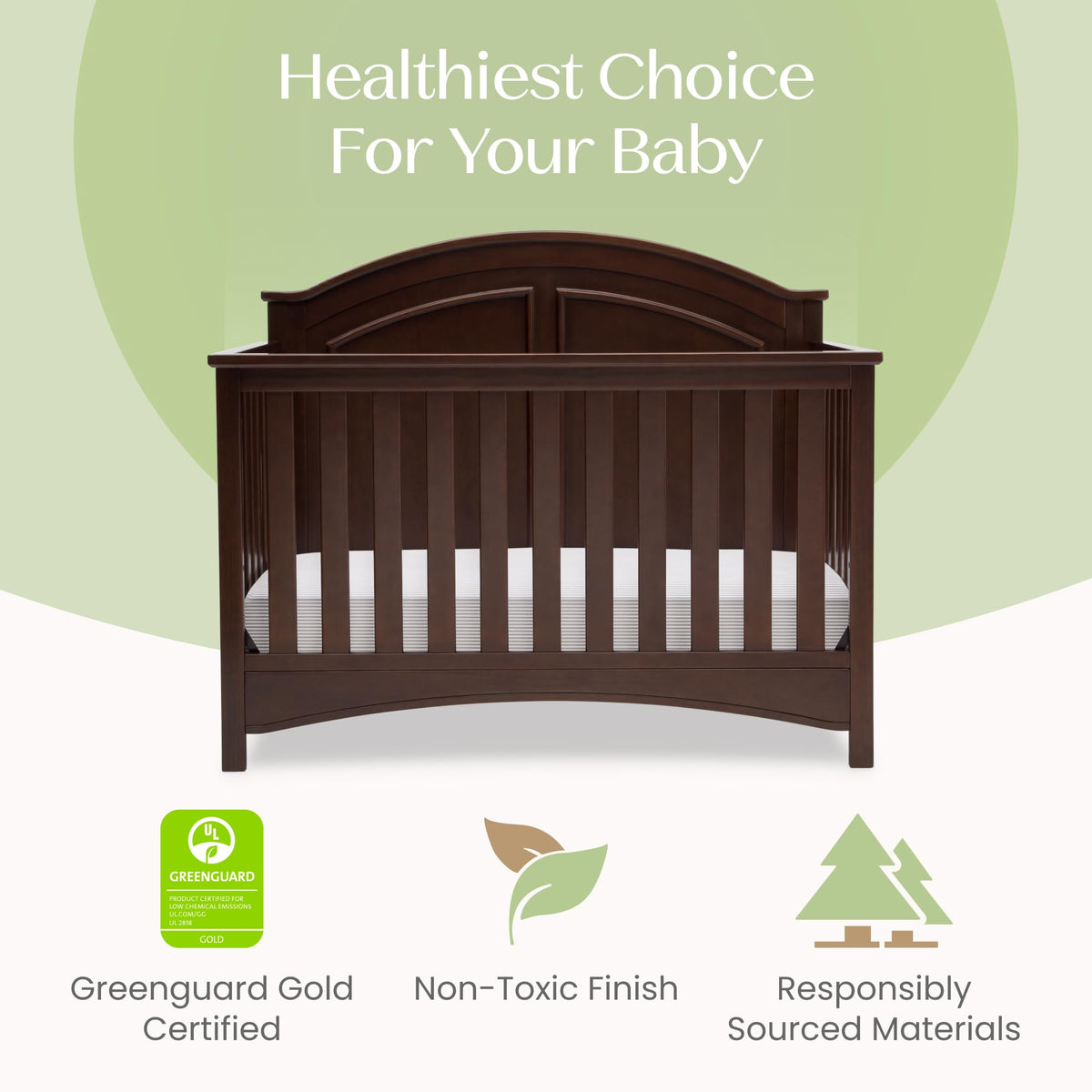 Delta Children Perry 6-in-1 Convertible Crib - Greenguard Gold Certified, Walnut Espresso