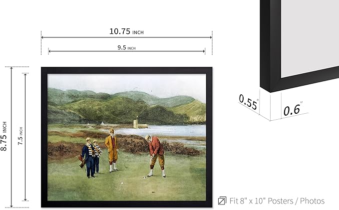 Poster Master The Putting Green Painting Poster - Golf Course Print - Golf Art - River Art - Sports Art - Landscape Art - Father's Day Art - Great Office or Living Room Decor, 8x10 Black Framed
