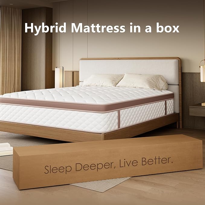 10-Inch Hybrid Full Size Mattress - Premium Cooling Gel Memory Foam & 8.5" High Pocket Coils | CertiPUR-US Certified | Pressure Relief & Motion Isolation | 365-Night Risk-Free Trial