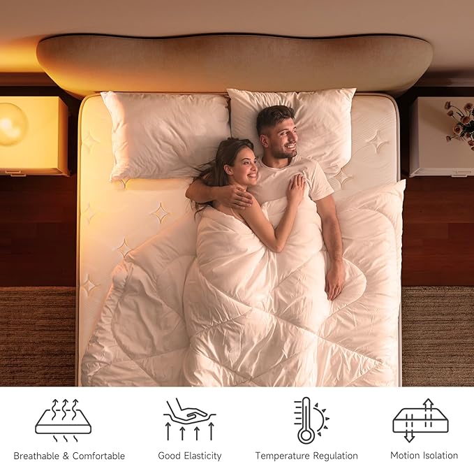 Queen Mattress 10 Inch, Hybrid Mattress Plush in a Box,Individual Pocket Spring Queen Size Bed with Breathable Memory Foam, Pressure Relief, Medium Firm Back Support for Adults