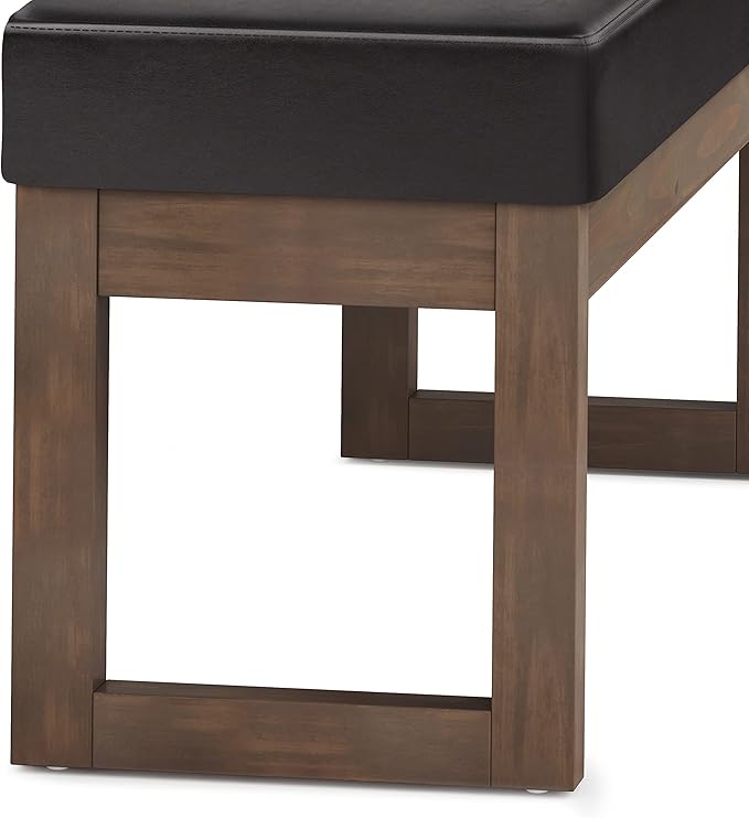 SIMPLIHOME Milltown 45 inch Wide Contemporary Rectangle Large Ottoman Bench in Tanners Brown Vegan Faux Leather, Assembled, for the Living Room and Bedroom