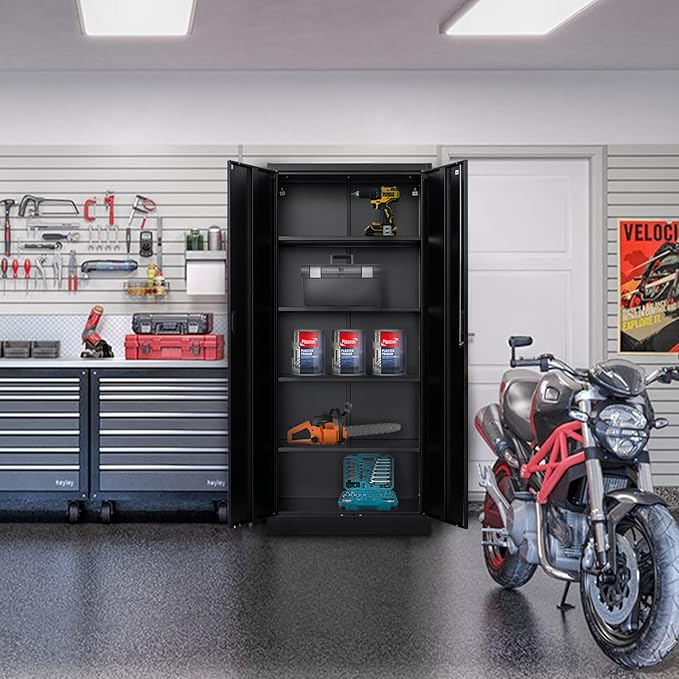 Storage Cabinet, 72 Inch Tall Metal Storage Cabinet with Doors and Shelves,Heavy Duty Metal Cabinet, Pantry Cabinets for Kitchen Storage, Garage Cabinet for Living, Dining Room.