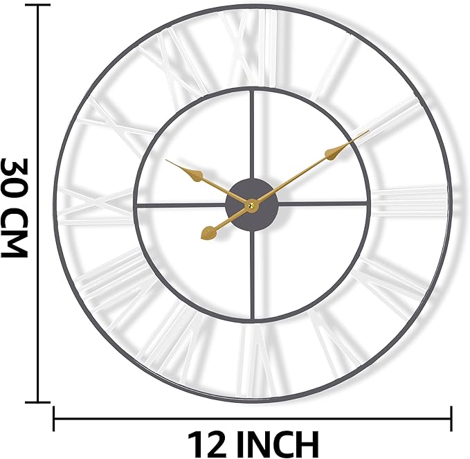 Sorbus Large Wall Clock for Living Room Decor – Easy to Hang 12-Inch Big Wall Clock – Metal Wall Art for Kitchen, Bedroom, Home, Office – Analog Decorative Wall Clock (White)