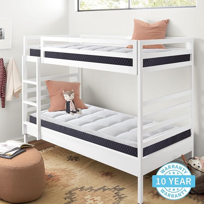 ONENICE 5 Inch Mattress Twin for Kids, Cooling Gel‑Infused Memory Foam Mattresses in a Box, Imitation Cotton Fabric with 3D Down Alternative Filling Pillowtop CertiPUR-US® Certified, Fiberglass-Free
