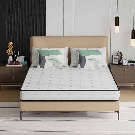 PayLessHere 6 Inch Hybrid Mattress with Innerspring and Foam/Fiberglass Free/Medium Firm Spring Mattress/Full Size Mattress in a Box/CertiPUR-US Certified/Cool Sleep Pressure Relief