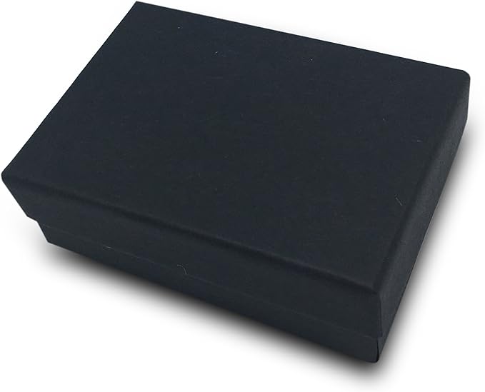 TheDisplayGuys - 100-Pack #32 Cotton Filled Cardboard Paper Jewelry Boxes Gift Case - Matte Black (3.3" x 2.3" x 1.0") - for Shipping or Storage