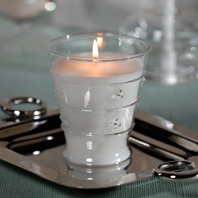 Zodax Grand Casablanca Glass Jar Scented Candle for Home Decor - Single-Wick Candle Ideal for Kitchen and Bathroom - Makes a Great Gift for Women and Men - White Rose - 8.3 Oz.