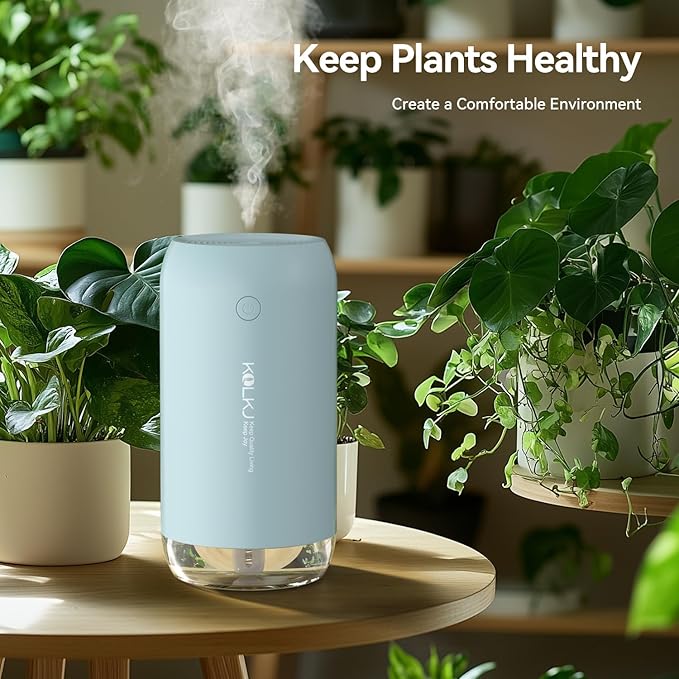 Portable Mini Humidifier, Small Cool Mist Humidifiers 350ml Quiet USB Personal Desktop Air Humidifier for Bedroom Home Plants Car Baby indoor Office with 2 Mist Modes & Auto Shut-off（Blue）