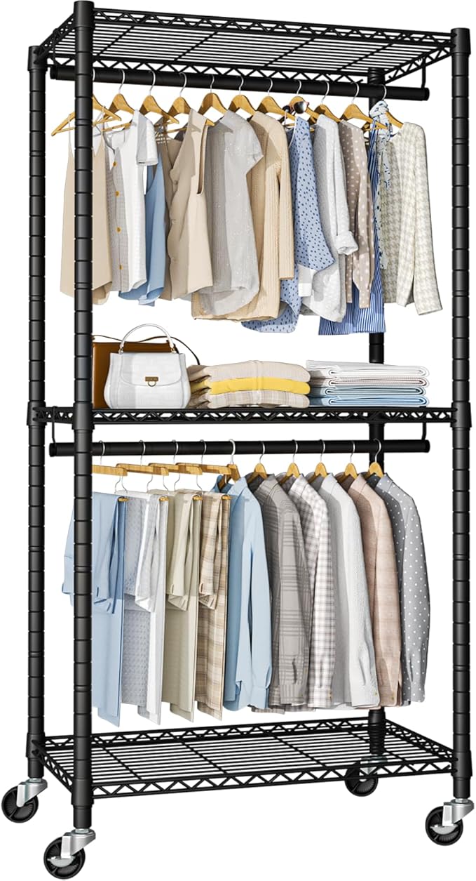 FUTASSI Heavy-Duty Portable Closet, 30"W x 14"D x 76"H, Black, Carbon Steel