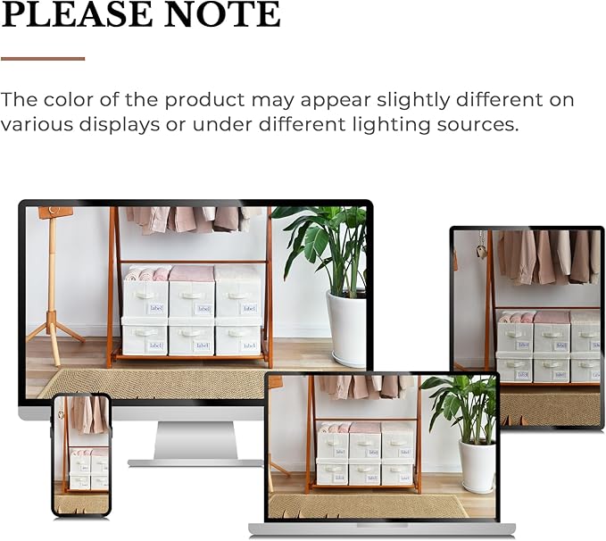 GRANNY SAYS Cloth Storage Bin with Label Holder, Closet Organizers and Storage Shelves, Sweater Storage Boxes for Closet Room, Storage Baskets for Organizing, Pearl White, 3-Pack