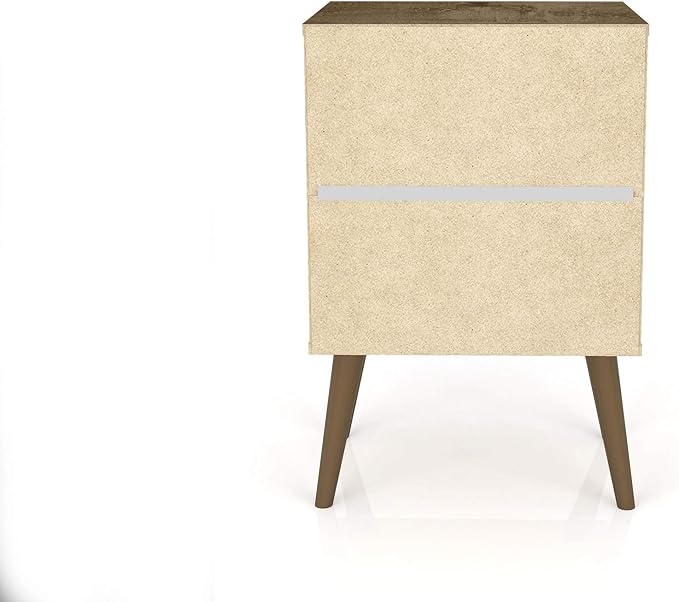 Manhattan Comfort Liberty Mid Century Modern Nightstand with Drawers, Bedside Table for Bedroom and Living Room, Night Stand Accent Decor, Easy Assembly, Brown