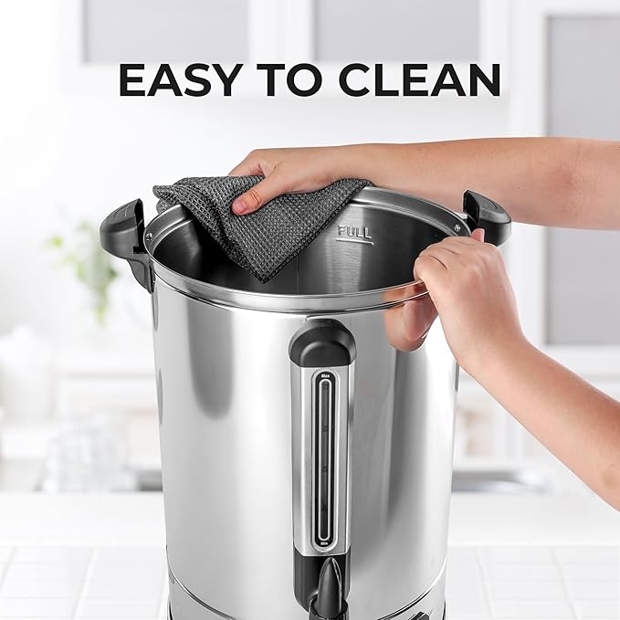 Zulay Commercial Coffee Maker Machine Urn - Large Percolator Pot Dispenser With Double-Wall Stainless Steel, Quick Brew, Stays Hot - Also for Water, Tea, Beverage at Events & Catering - 100 Cup Silver