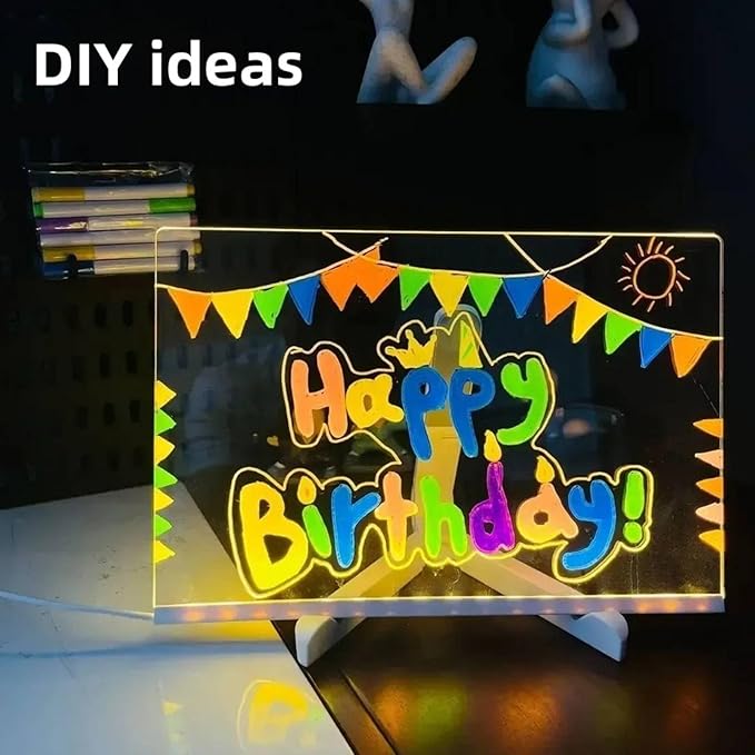 LED Note Board with 7 Colors, Light Up Dry Erase Board with Stand, 11.8"x15.7" Led Drawing Board for Kids, Writing Board with Soft Cloth, USB Cable, Holiday Trend Gift