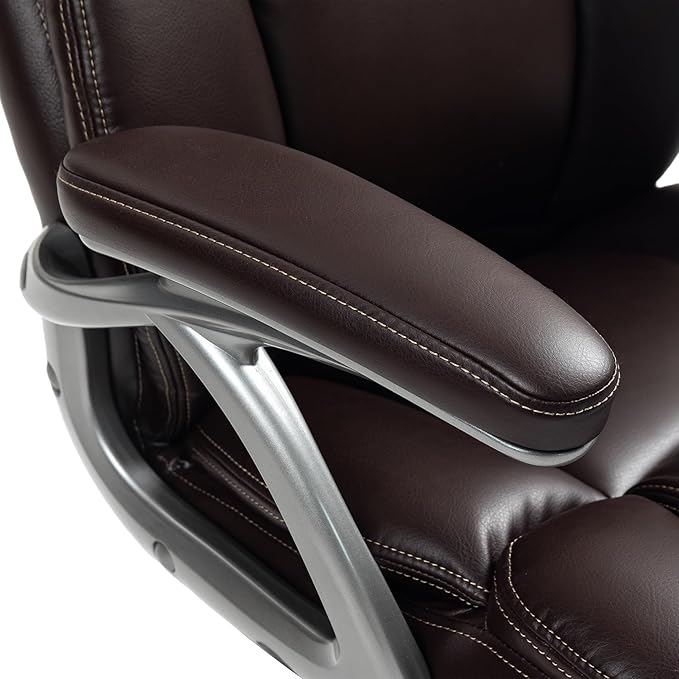 HOMCOM Executive Office Chair with Tilt Function, PU Leather High Back Desk Chair, Swivel Computer Chair with Adjustable Height, Brown