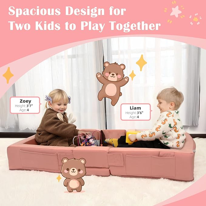 ENITYA Toddler Travel Bed, Folding Floor Cot for Travel, Portable Kids Bed for Sleeping, Washable Toddler Cot for Children 18M – 5yr Old, Pink
