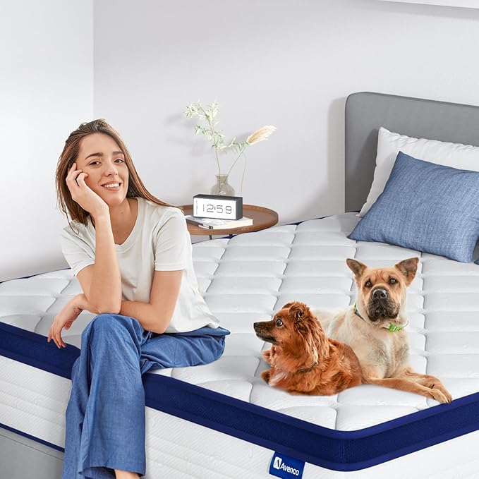 Avenco Full Size Mattress, 12 Inch Full Mattresses in a Box, Hybrid Spring with Comfort Foam and Pocket Coils for Pressure Relief & Motion Isolation