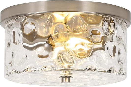 2-Light Flush Mount Ceiling Light Farmhouse Kitchen Island Ceiling Light with Bubble Glass Close to Ceiling Light Fixture for Living Room Bedroom Foyer Hallway