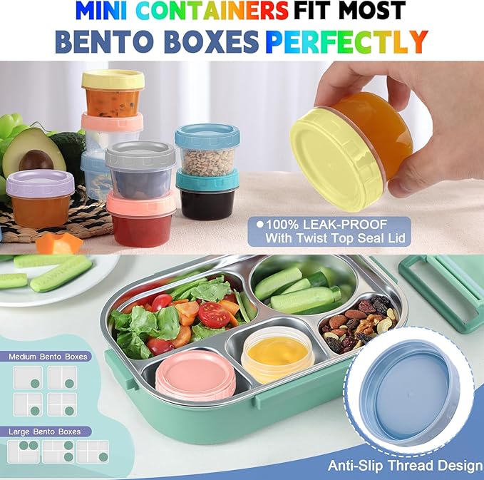 6pcs 2 oz Salad Dressing Container To Go Small Sauce Containers with Lids, Reusable Condiment Cups for Lunch Box, Leakproof, Freezer, Microwave & Dishwasher Safe