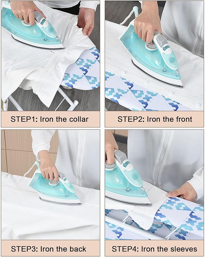 Ironing Board Full Size with 4 Layered Cover & Pad, Foldable Ironing Board Extended Outside Height Adjustable up to 36" Features, 4 Steel Legs, for Home Laundry Room (42 * 12