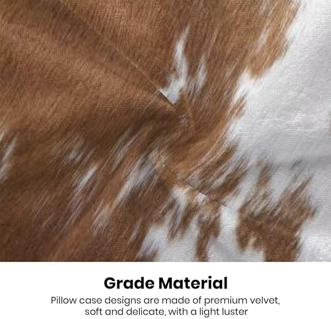 BETGINY Cow Print Pillow Covers 24X24 Inch Pack of 2, Western Brown Cowhide Throw Pillow Covers Square Cushion Farmhouse Animal Cow Print Pillow Cases for Bedroom Living Room Home Sofa Patio Outdoor