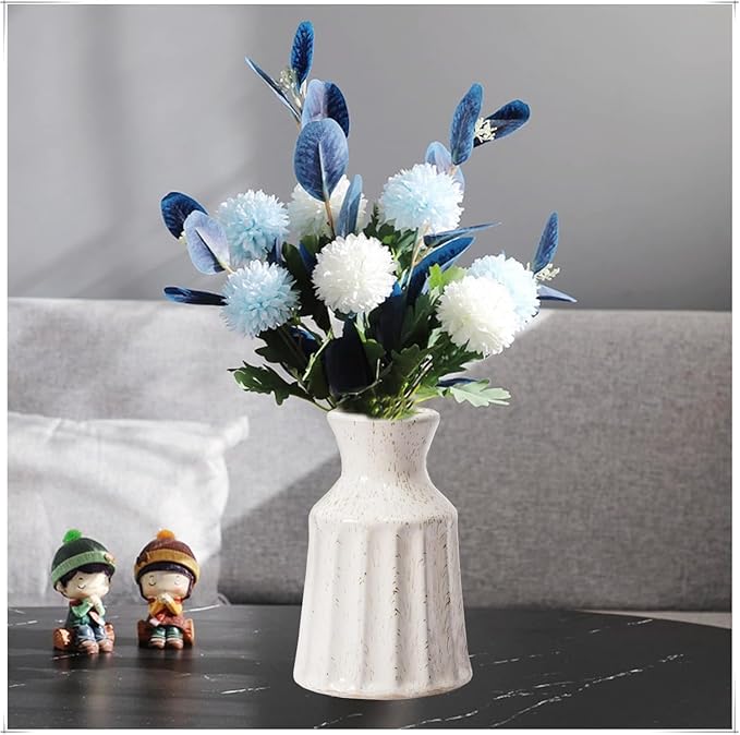 Ceramic Boho Vase, Farmhouse Home Decor Embossed Vases for Centerpieces, Kitchen, Office, Shelf, Table, Vase for Pampas Grass, Eucalyptus
