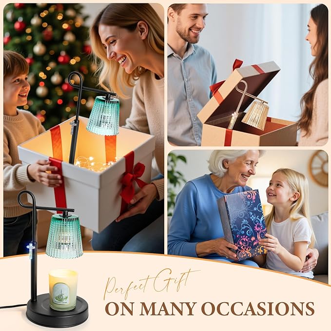 Candle Warmer Lamp with Timer Dimmer, Adjustable Height Wax Warmer Lamp for Jar Candle, Wax Melter House Warming Gifts New Home Décor, Birthday Gifts for Women Mom (Gold)