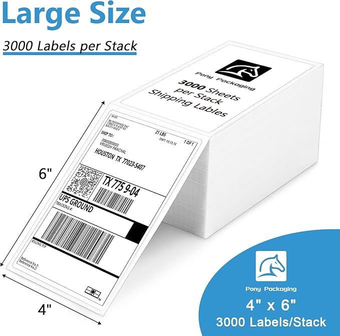 4x6 Thermal Labels for Shipping - Shipping Labels, Strong Adhesive Thermal Label, White Printer Paper/Label (3000 Lables-4x6 Thermal Labels)