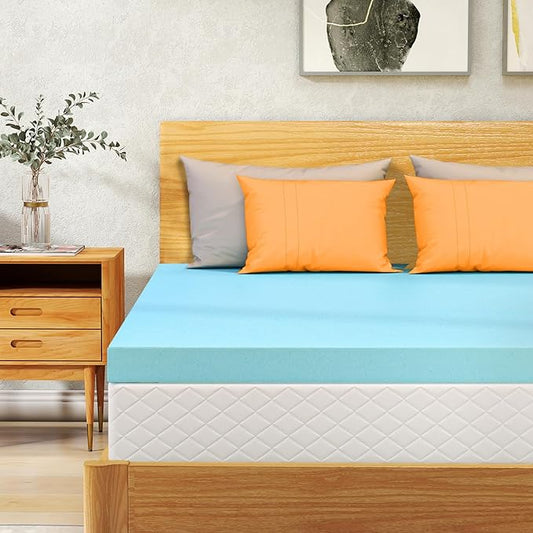 VALUXE Twin Mattress Topper 2 Inch Cooling Gel Memory Foam, CertiPUR-US Certified Topper & Pad for Back Pain Relief, Soft Breathable Bedding with Pressure Relief (Blue)