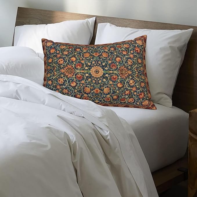Boho Floral Pillow Covers 12x20 Set of 2, William Morris Flower Pattern Design Decorative Throw Pillows Bohemian Vintage Farmhouse Cushion Pillow Covers for Sofa Couch Bed Outdoor Decor