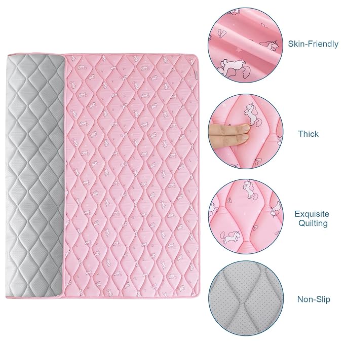 Premium Foam Baby Play Mat 50" X 50", Non-Slip Cushioned Play Mat for Babies & Toddlers, Easy Clean, Pink Print