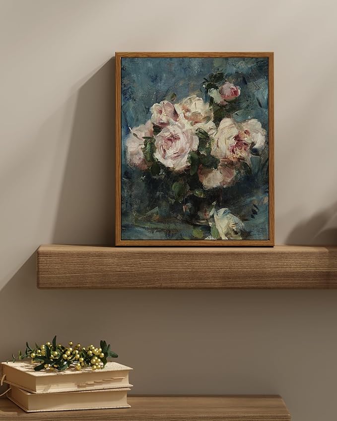 InSimSea Framed Wall Art for Living Room Flower Wall Art Home Decor Roses Vintage Botanical Prints Floral Paintings Canvas Art Wall Decor Floral Canvas Prints for Bedroom Office Decor 11x14in