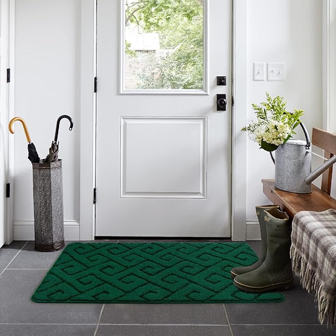 Walensee Indoor Doormat, Front Door Mat for Entrance (36"x59" Green) Machine Washable Entryway Rug, Non Slip Trapper Door Rugs Absorbent Dirt Low Profile Shoes Scraper Inside Floor Mats