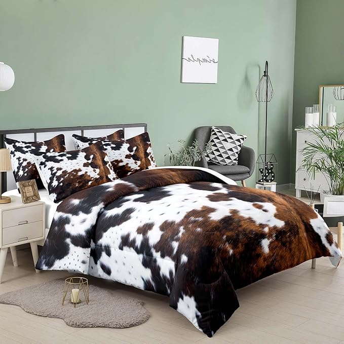 Tailor Shop Cow Print Bedding Set - King Size Cartoon Comforter Set for Kids Teens Boys Girls - 1 Comforter and 2 Pillowcases