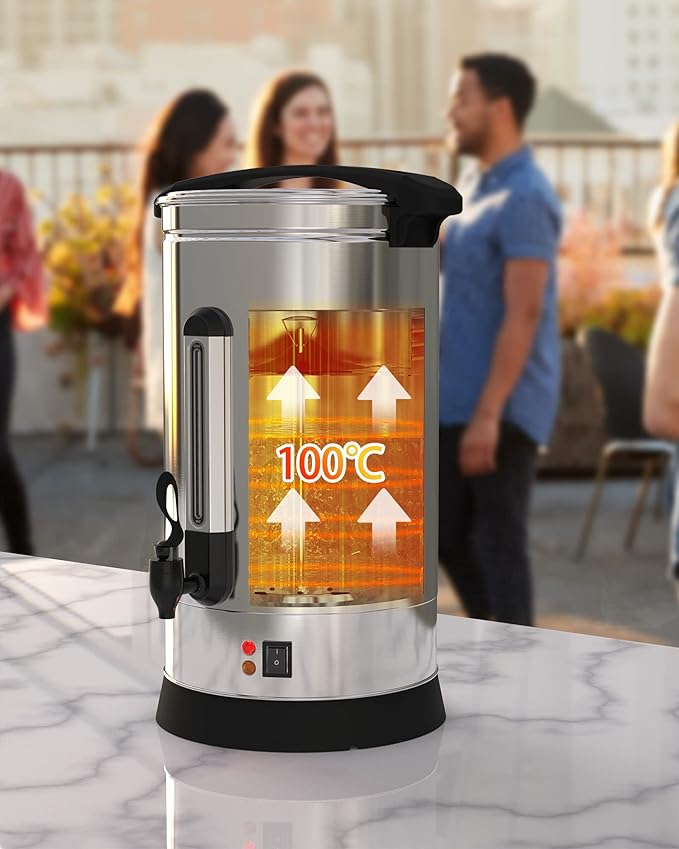 Commercial Coffee Urn 16L 110-Cups, Double Layer Percolate Coffee Maker Dispenser Hot Water Urn Fast Brew, for Water, Tea, Beverage at Catering