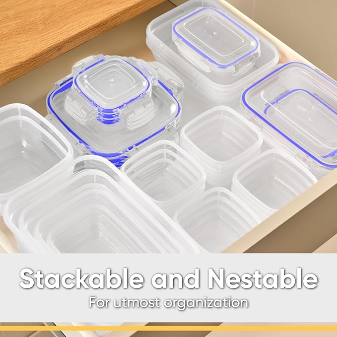 Superio Plastic Food Storage Containers with airtight Lid for Pantry, Fridge- BPA Free, Leakproof Sealed Container- Microwave, Dishwasher and Freezer Safe, Clear (14 Cup- 4 Pack)
