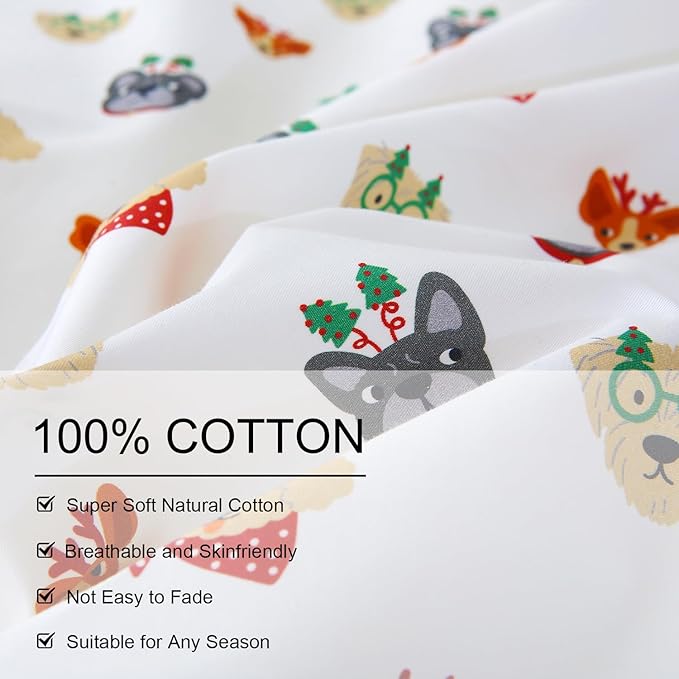 Ivellow Queen Duvet Cover Set Dog Animal White 100% Cotton Duvet Cover for Kids Cute Bedding Set 3Pcs Ultra Soft Breathable Kids Duvet Cover Patterned Cartoon Comforter Cover Boys Girls Toddler Teen