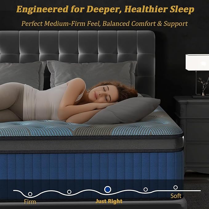 Twin Mattress 12 Inch, 2025 Hybrid Twin Size Mattress in a Box, Upgrade Durable Individual Pocket Springs, Medium Firm Lumber Support Pressure Pain Relief, Breathable Comfort, CertiPUR-US Certified