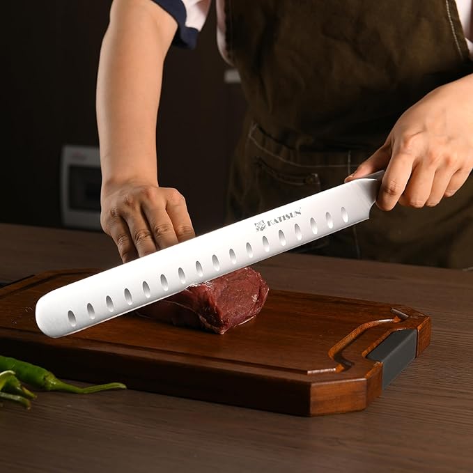 Slicing Carving Knife, 13 Inch Ultra Sharp German Premium Stainless Steel Brisket Knife for Slicing Roasts, Meats, Fruits and Vegetables, Full Cut, Ergonomic Handle Design