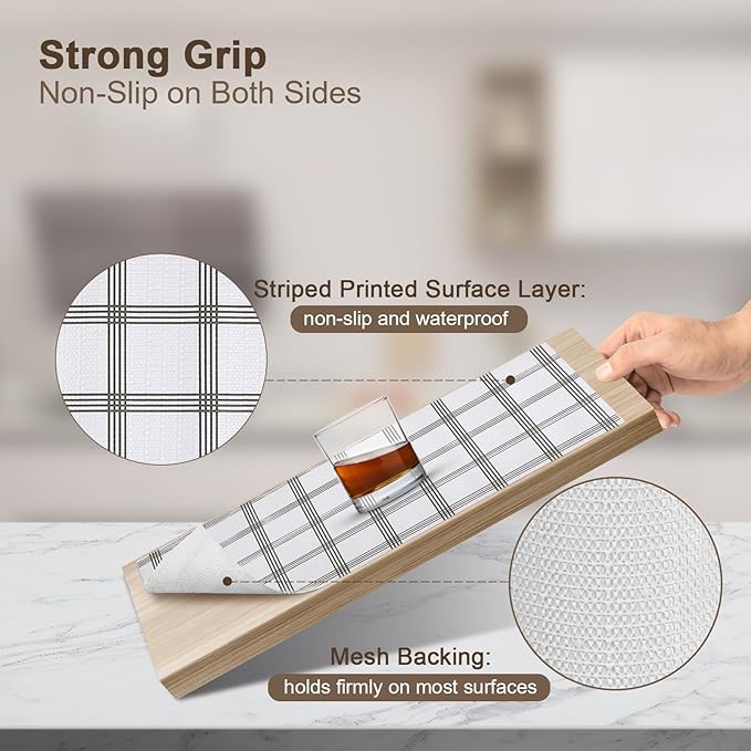 OcePor Non-Adhesive Drawer and Shelf Liner 24IN x 30FT，Non Slip Cabinet and Cupboard Liner, Kitchen Cabinet Liners for Shelves, Waterproof Drawer Shelf Liners for Cabinets/Bathroom Cupboard, Stripe