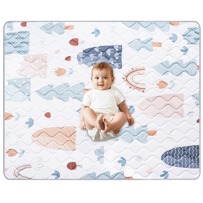 Baby Play Mat 79’’ x 71’’ Soft Baby Floor Mat Thicker Foam Play Mat for Babies，Toddlers, Foldable Baby Playpen Mat Crawling Mat，Tree Design