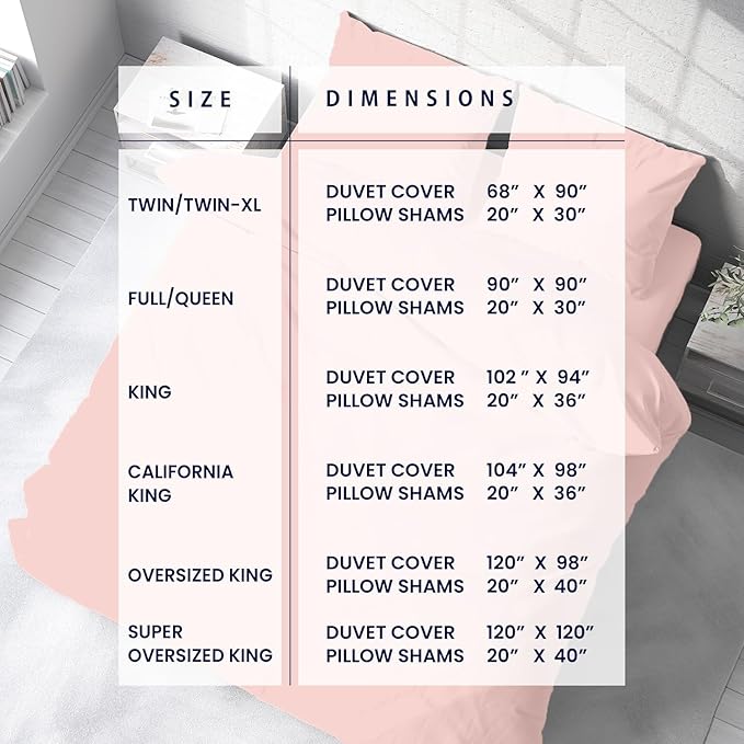 Kotton Culture 1 Pc Custom Size Duvet Cover Only -100% Egyptian Cotton Sateen 600 Thread Count Ultra Soft Premium Durable Comforter Cover Zipper Closure & Corner Ties (Pink Blush, Custom)