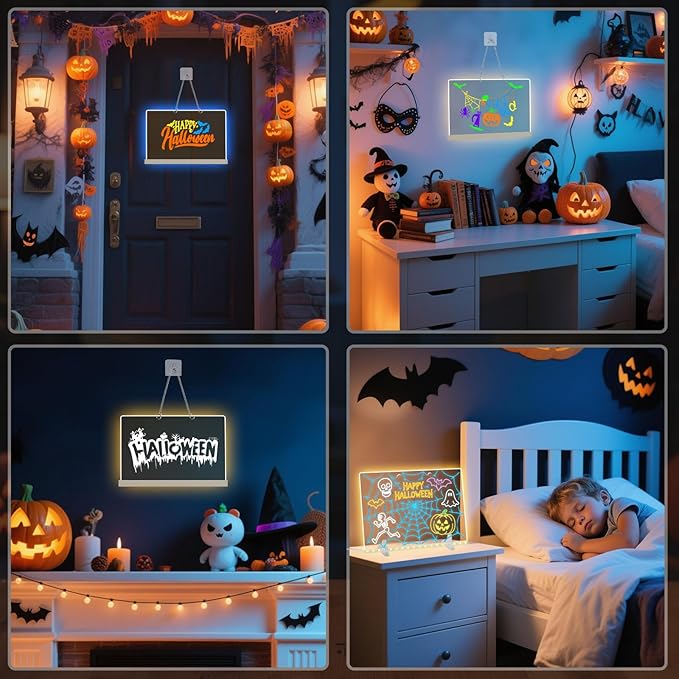 Lumiboard Led Drawing Board with 7 Colors,14"X10" Acrylic Dry Erase Board with Light, Include Adapter, Hanging Chain, Led Drawing Board for Kids with Stand,Birthday and Halloween Gifts for Kids