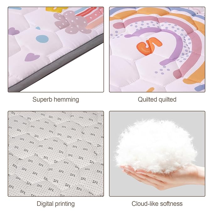 Baby Play Mat 50x50, Premium Baby Mat for Floor, Odorless Baby Mat, Soft Baby Playmat for Infants, Non-Slip Baby Play Mat for Playing, Machine Washable Baby Crawling Mat (Boho Rainbow)