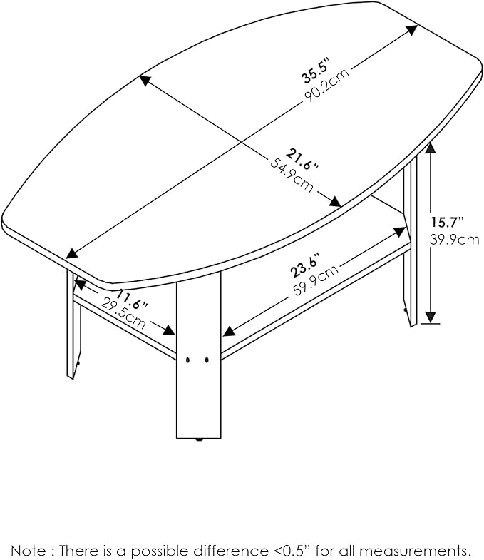 Furinno Simple Design Coffee Table, Columbia Walnut/Black